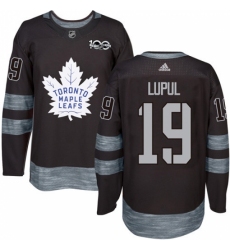 Men's Adidas Toronto Maple Leafs #19 Joffrey Lupul Authentic Black 1917-2017 100th Anniversary NHL Jersey