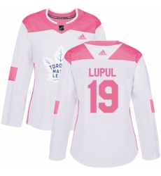 Women's Adidas Toronto Maple Leafs #19 Joffrey Lupul Authentic White/Pink Fashion NHL Jersey
