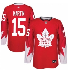 Men's Reebok Toronto Maple Leafs #15 Matt Martin Authentic Red Alternate NHL Jersey