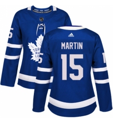 Women's Adidas Toronto Maple Leafs #15 Matt Martin Authentic Royal Blue Home NHL Jersey