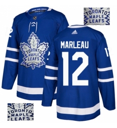 Men's Adidas Toronto Maple Leafs #12 Patrick Marleau Authentic Royal Blue Fashion Gold NHL Jersey