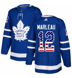 Youth Adidas Toronto Maple Leafs #12 Patrick Marleau Authentic Royal Blue USA Flag Fashion NHL Jersey