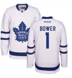Youth Reebok Toronto Maple Leafs #1 Johnny Bower Authentic White Away NHL Jersey