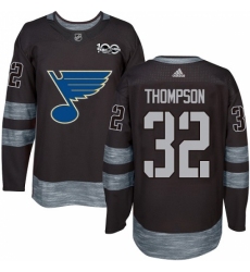 Men's Adidas St. Louis Blues #32 Tage Thompson Authentic Black 1917-2017 100th Anniversary NHL Jersey Men's Adidas St. Louis Blues #32 Tage Thompson Authentic Black 1917-2017 100th Anniversary NHL Jersey