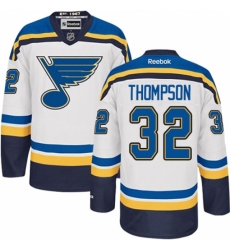 Men's Reebok St. Louis Blues #32 Tage Thompson Authentic White Away NHL Jersey Men's Reebok St. Louis Blues #32 Tage Thompson Authentic White Away NHL Jersey