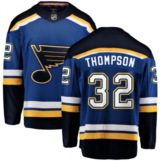 Men's St. Louis Blues #32 Tage Thompson Fanatics Branded Royal Blue Home Breakaway NHL Jersey Men's St. Louis Blues #32 Tage Thompson Fanatics Branded Royal Blue Home Breakaway NHL Jersey