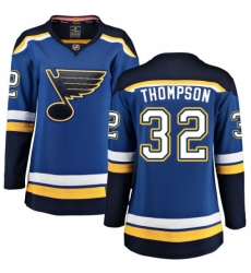 Women's St. Louis Blues #32 Tage Thompson Fanatics Branded Royal Blue Home Breakaway NHL Jersey Women's St. Louis Blues #32 Tage Thompson Fanatics Branded Royal Blue Home Breakaway NHL Jersey