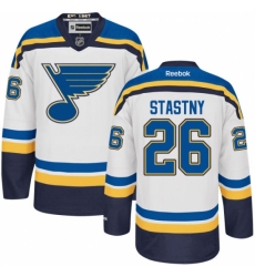 Men's Reebok St. Louis Blues #26 Paul Stastny Authentic White Away NHL Jersey