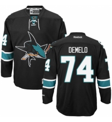 Men's Reebok San Jose Sharks #74 Dylan DeMelo Authentic Black Third NHL Jersey