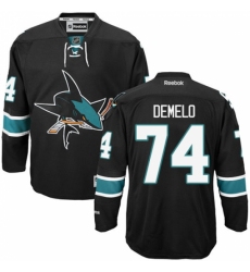 Women's Reebok San Jose Sharks #74 Dylan DeMelo Authentic Black Third NHL Jersey