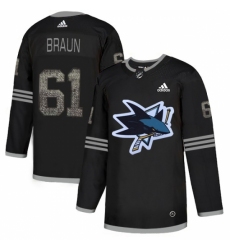 Men's Adidas San Jose Sharks #61 Justin Braun Black Authentic Classic Stitched NHL Jersey Men's Adidas San Jose Sharks #61 Justin Braun Black Authentic Classic Stitched NHL Jersey