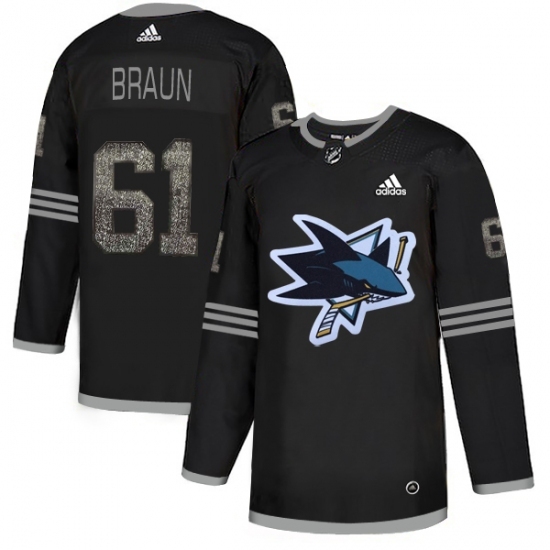 Men's Adidas San Jose Sharks #61 Justin Braun Black Authentic Classic Stitched NHL Jersey Men's Adidas San Jose Sharks #61 Justin Braun Black Authentic Classic Stitched NHL Jersey
