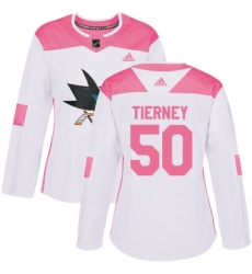 Women's Adidas San Jose Sharks #50 Chris Tierney Authentic White/Pink Fashion NHL Jersey
