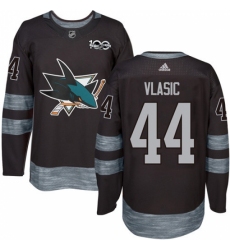 Men's Adidas San Jose Sharks #44 Marc-Edouard Vlasic Authentic Black 1917-2017 100th Anniversary NHL Jersey