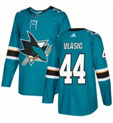 Men's Adidas San Jose Sharks #44 Marc-Edouard Vlasic Authentic Teal Green Home NHL Jersey