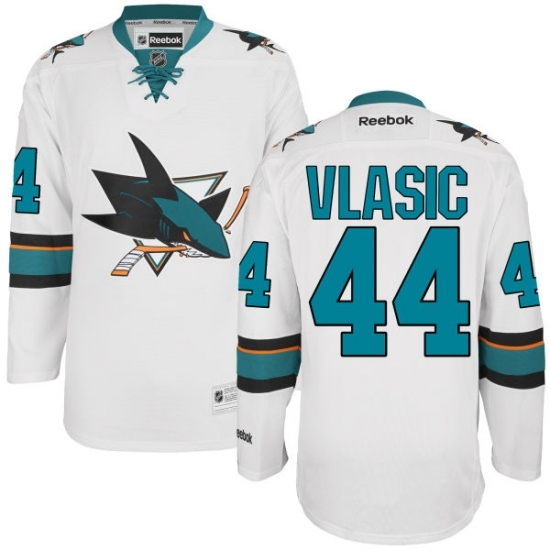 Women's Reebok San Jose Sharks #44 Marc-Edouard Vlasic Authentic White Away NHL Jersey Women's Reebok San Jose Sharks #44 Marc-Edouard Vlasic Authentic White Away NHL Jersey