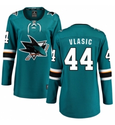 Women's San Jose Sharks #44 Marc-Edouard Vlasic Fanatics Branded Teal Green Home Breakaway NHL Jersey