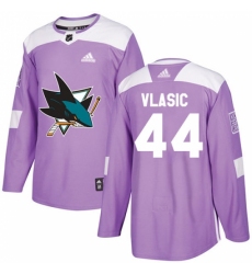 Youth Adidas San Jose Sharks #44 Marc-Edouard Vlasic Authentic Purple Fights Cancer Practice NHL Jersey