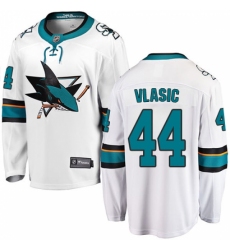 Youth San Jose Sharks #44 Marc-Edouard Vlasic Fanatics Branded White Away Breakaway NHL Jersey