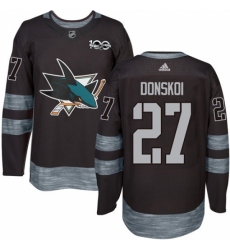 Men's Adidas San Jose Sharks #27 Joonas Donskoi Authentic Black 1917-2017 100th Anniversary NHL Jersey