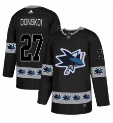 Men's Adidas San Jose Sharks #27 Joonas Donskoi Authentic Black Team Logo Fashion NHL Jersey