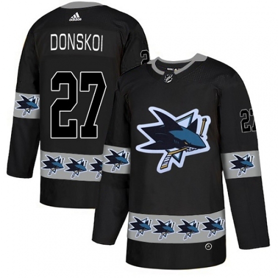 Men's Adidas San Jose Sharks #27 Joonas Donskoi Authentic Black Team Logo Fashion NHL Jersey Men's Adidas San Jose Sharks #27 Joonas Donskoi Authentic Black Team Logo Fashion NHL Jersey