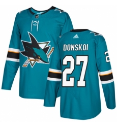 Men's Adidas San Jose Sharks #27 Joonas Donskoi Authentic Teal Green Home NHL Jersey Men's Adidas San Jose Sharks #27 Joonas Donskoi Authentic Teal Green Home NHL Jersey