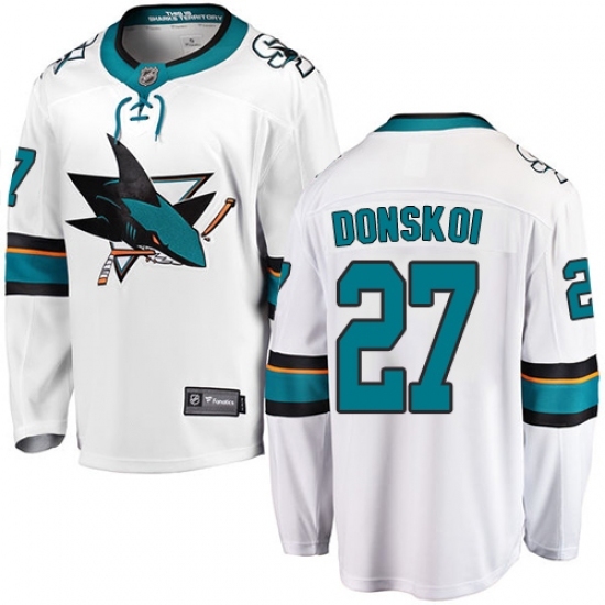 Men's San Jose Sharks #27 Joonas Donskoi Fanatics Branded White Away Breakaway NHL Jersey Men's San Jose Sharks #27 Joonas Donskoi Fanatics Branded White Away Breakaway NHL Jersey