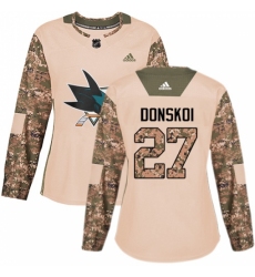 Women's Adidas San Jose Sharks #27 Joonas Donskoi Authentic Camo Veterans Day Practice NHL Jersey Women's Adidas San Jose Sharks #27 Joonas Donskoi Authentic Camo Veterans Day Practice NHL Jersey