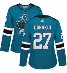 Women's Adidas San Jose Sharks #27 Joonas Donskoi Authentic Teal Green Home NHL Jersey Women's Adidas San Jose Sharks #27 Joonas Donskoi Authentic Teal Green Home NHL Jersey