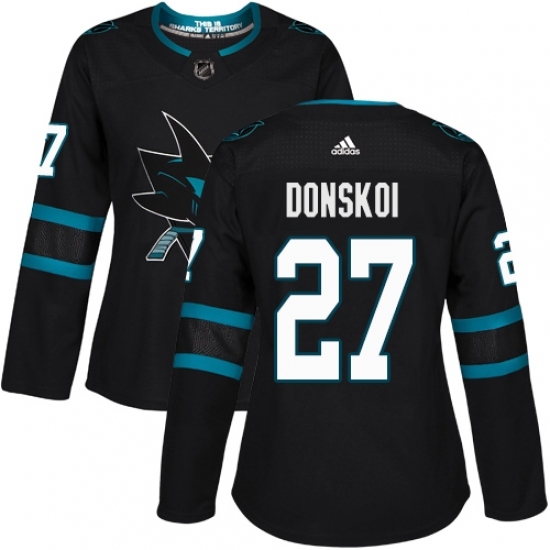Women's Adidas San Jose Sharks #27 Joonas Donskoi Premier Black Alternate NHL Jersey Women's Adidas San Jose Sharks #27 Joonas Donskoi Premier Black Alternate NHL Jersey