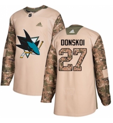 Youth Adidas San Jose Sharks #27 Joonas Donskoi Authentic Camo Veterans Day Practice NHL Jersey