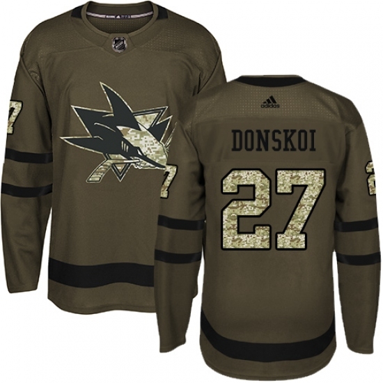 Youth Adidas San Jose Sharks #27 Joonas Donskoi Authentic Green Salute to Service NHL Jersey Youth Adidas San Jose Sharks #27 Joonas Donskoi Authentic Green Salute to Service NHL Jersey