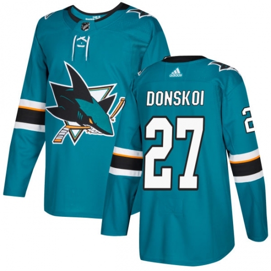 Youth Adidas San Jose Sharks #27 Joonas Donskoi Authentic Teal Green Home NHL Jersey Youth Adidas San Jose Sharks #27 Joonas Donskoi Authentic Teal Green Home NHL Jersey