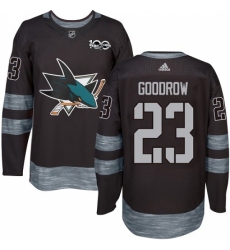 Men's Adidas San Jose Sharks #23 Barclay Goodrow Authentic Black 1917-2017 100th Anniversary NHL Jersey