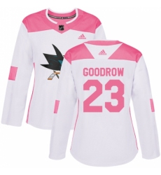 Women's Adidas San Jose Sharks #23 Barclay Goodrow Authentic White/Pink Fashion NHL Jersey