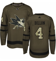 Men's Adidas San Jose Sharks #4 Brenden Dillon Authentic Green Salute to Service NHL Jersey