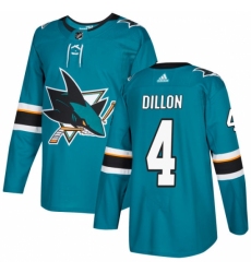 Men's Adidas San Jose Sharks #4 Brenden Dillon Authentic Teal Green Home NHL Jersey