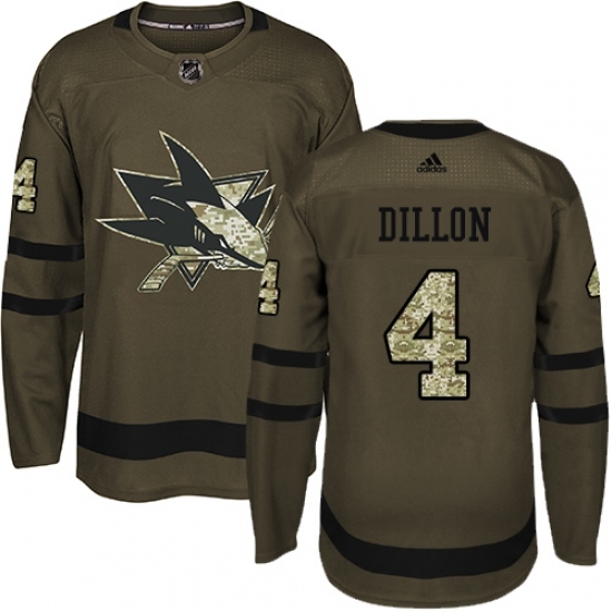 Youth Adidas San Jose Sharks #4 Brenden Dillon Authentic Green Salute to Service NHL Jersey Youth Adidas San Jose Sharks #4 Brenden Dillon Authentic Green Salute to Service NHL Jersey