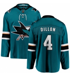 Youth San Jose Sharks #4 Brenden Dillon Fanatics Branded Teal Green Home Breakaway NHL Jersey