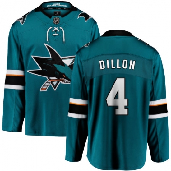 Youth San Jose Sharks #4 Brenden Dillon Fanatics Branded Teal Green Home Breakaway NHL Jersey Youth San Jose Sharks #4 Brenden Dillon Fanatics Branded Teal Green Home Breakaway NHL Jersey