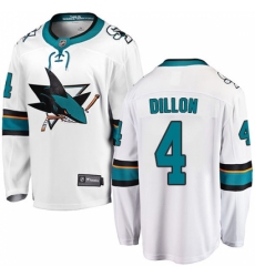 Youth San Jose Sharks #4 Brenden Dillon Fanatics Branded White Away Breakaway NHL Jersey