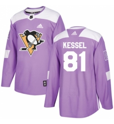 Men's Adidas Pittsburgh Penguins #81 Phil Kessel Authentic Purple Fights Cancer Practice NHL Jersey