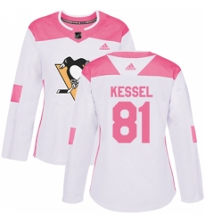 Women's Adidas Pittsburgh Penguins #81 Phil Kessel Authentic White/Pink Fashion NHL Jersey