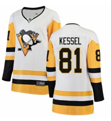 Women's Pittsburgh Penguins #81 Phil Kessel Authentic White Away Fanatics Branded Breakaway NHL Jersey