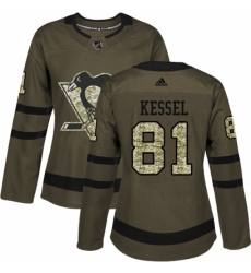 Women's Reebok Pittsburgh Penguins #81 Phil Kessel Authentic Green Salute to Service NHL Jersey