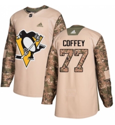 Men's Adidas Pittsburgh Penguins #77 Paul Coffey Authentic Camo Veterans Day Practice NHL Jersey