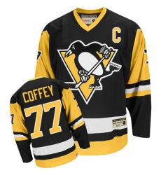 Men's CCM Pittsburgh Penguins #77 Paul Coffey Authentic Black Throwback NHL Jersey