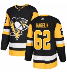 Men's Adidas Pittsburgh Penguins #62 Carl Hagelin Authentic Black Home NHL Jersey