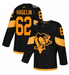 Men's Adidas Pittsburgh Penguins #62 Carl Hagelin Black Authentic 2019 Stadium Series Stitched NHL Jersey